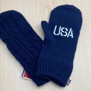 NWT Team USA Navy Blue Cable Knit Mittens